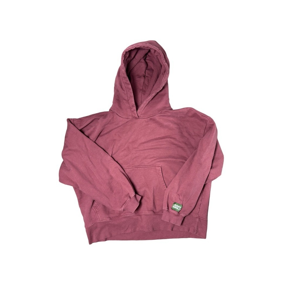 Daily Drills Maroon Cotton Fleece Boxy Hoodie Sweatshirt XS/S oversized